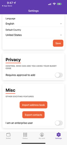 export contacts